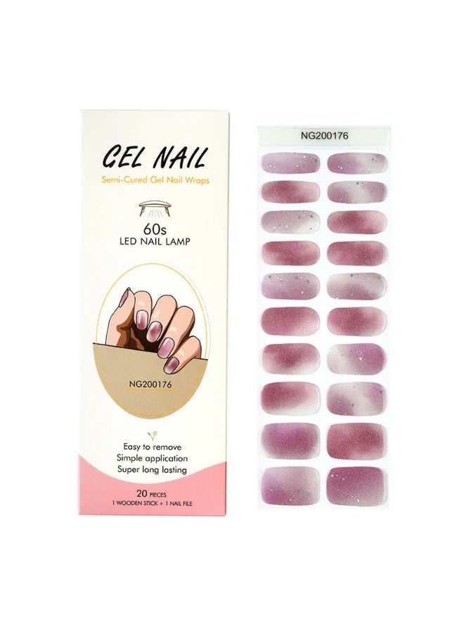 مجموعة كاملة من ملصقات جل الأظافر الممتازة مع معالجة بالأشعة فوق البنفسجية/LED | مجموعة عالية الجودة مع مبرد أظافر، ووسادات تنظيف، وأدوات خشبية، بجودة صالونات التجميل، سهلة الإزالة - Image 1